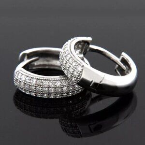 Sterling Silver Women's CZ Cubic Zirconia Hoop Earrings